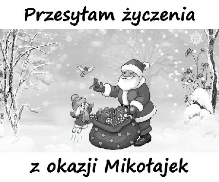 Mikołaj z leśnymi zwierzętami przesyła życzenia